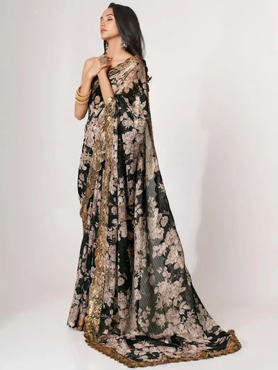 Exquisite Floral Saree - Luxury Organza Saree for Wedding Season
