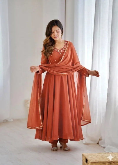 Exquisite Fox Georgette Gown - Heavy Handwork Festive Wear for Women