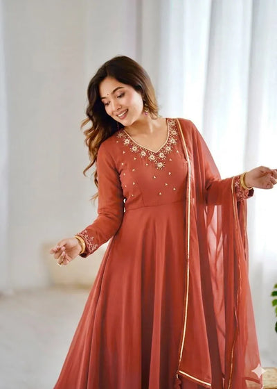 Exquisite Fox Georgette Gown - Heavy Handwork Festive Wear for Women
