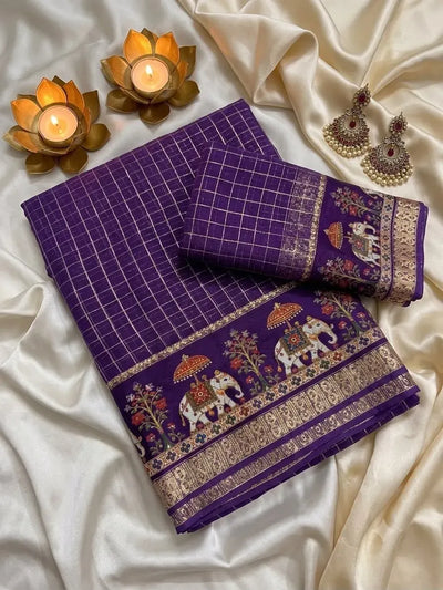 Exquisite Georgette Chex Saree - Designer Festive Wear for Women