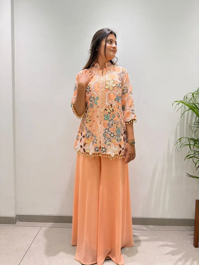 Exquisite Georgette Palazzo Suit - Heavy Sequence Embroidery for Festive Wear