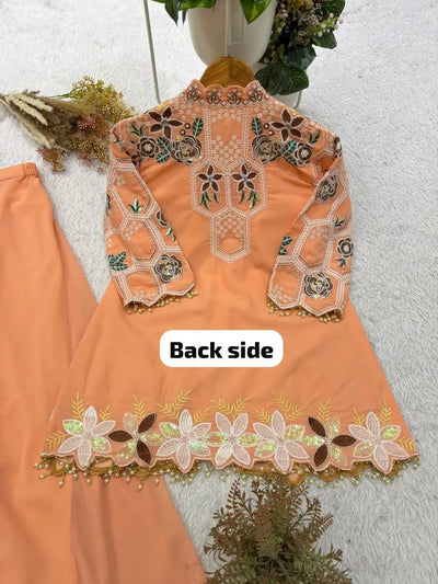 Exquisite Georgette Palazzo Suit - Heavy Sequence Embroidery for Festive Wear