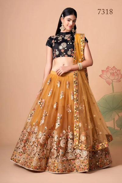 Exquisite Golden Mustard Lehenga Choli - Traditional Wedding & Festive Wear