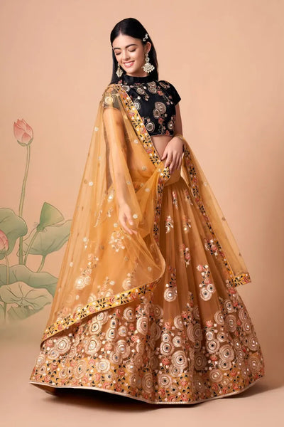 Exquisite Golden Mustard Lehenga Choli - Traditional Wedding & Festive Wear