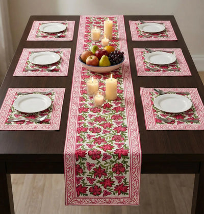 Exquisite Hand Block Print Table Mat Set - Premium Cotton Dining Linens for Festive Decor