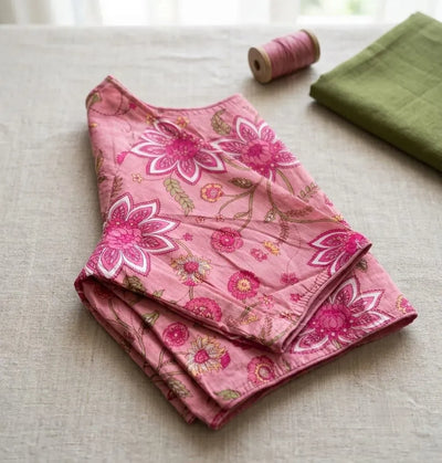 Exquisite Handblock Cotton Blouse - Designer Festive Wear for Women