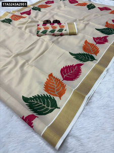 Exquisite Kerala Cotton Silk Saree with Digital Ikkat Print | Buy Traditional Ethnic Wear Online