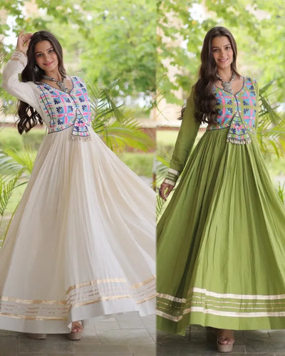 Exquisite Kora Cotton Gown - Handcrafted Festive Wear for Women