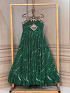 Exquisite Laheriya Print Gown - Festive Heavy Flair Dress for Women