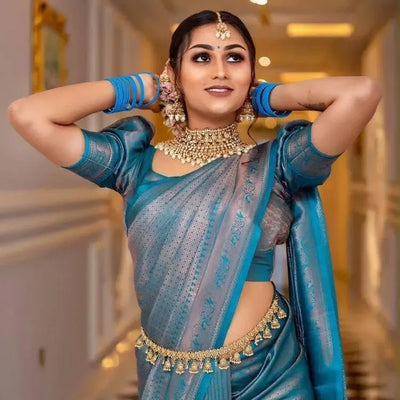 Exquisite Lichi Silk Saree - Designer Jacquard Work for Wedding Season