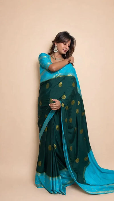 Exquisite Mysore Silk Gown - Jacquard Festive Wear Gown with Dupatta