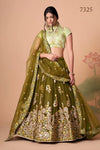 Exquisite Olive Green Lehenga Choli - Designer Mirror Embroidered Wedding Wear