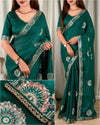 Exquisite Party Wear Georgette Saree - Zari & Sequin Embroidery for Women