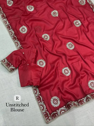 Exquisite Party Wear Georgette Saree - Zari & Sequin Embroidery for Women