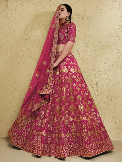 Exquisite Pink Designer Lehenga Choli - Heavy Zari Embroidery for Wedding Season
