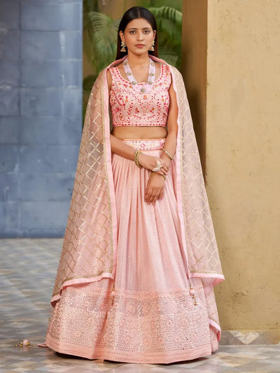 Exquisite Pink Georgette Lehenga - Heavy Wedding Collection for Women