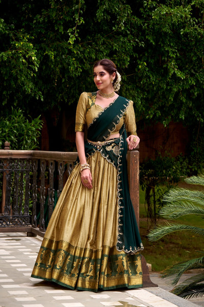 Exquisite Poly Cotton Half Saree - Zari Weaving Lehenga Choli for Women