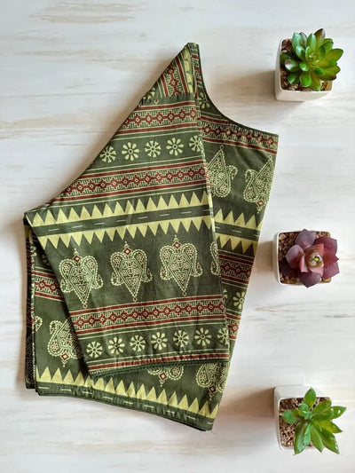 Exquisite Pure Ajrakh Cotton Blouse - Designer Boatneck Festive Wear for Women