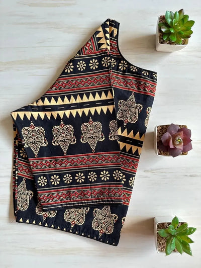 Exquisite Pure Ajrakh Cotton Blouse - Designer Boatneck Festive Wear for Women
