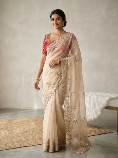 Exquisite Rangoli Silk Saree - Heavy Embroidered Wedding Collection for Women