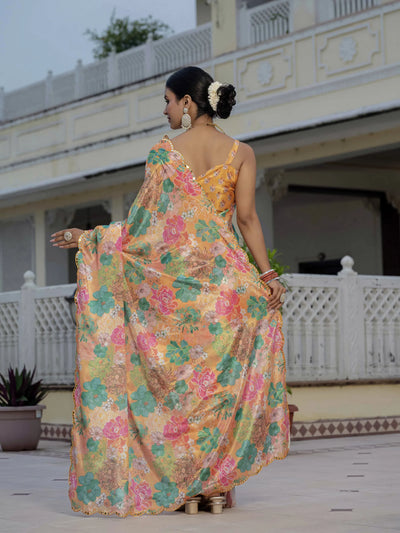 Exquisite Ready to Wear Chinnon Saree - Designer Festive Collection for Women