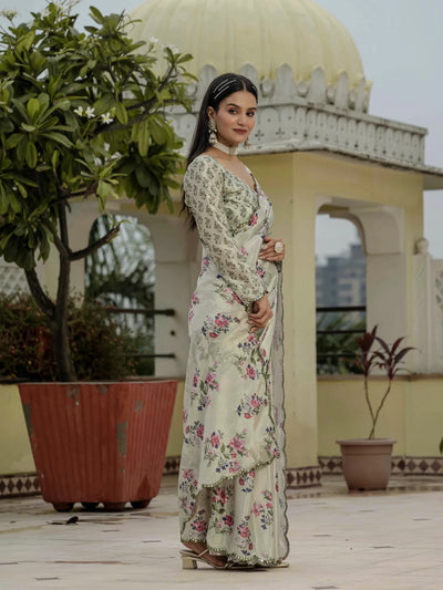 Exquisite Ready to Wear Saree - Heavy Chinnon Fabric with Kutchi Work for Women