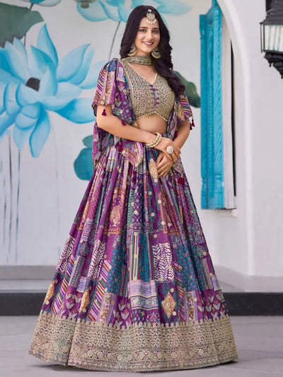 Exquisite Royal Purple Designer Lehenga Choli - Heavy Embroidery Party Wear for Women