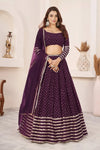 Exquisite Royal Wine Lehenga Choli - Heavy Sequin Embroidery for Wedding Season