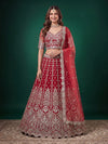 Exquisite Scarlet Red Wedding Lehenga - Designer Embroidered Festive Wear for Women