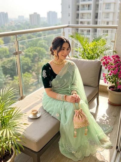 Exquisite Shimmer Silk Saree - Handcrafted Wedding Collection for Women