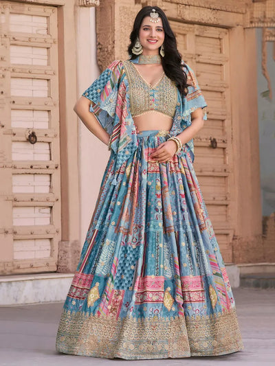 Exquisite Sky Blue Designer Lehenga Choli - Festive Wear for Women