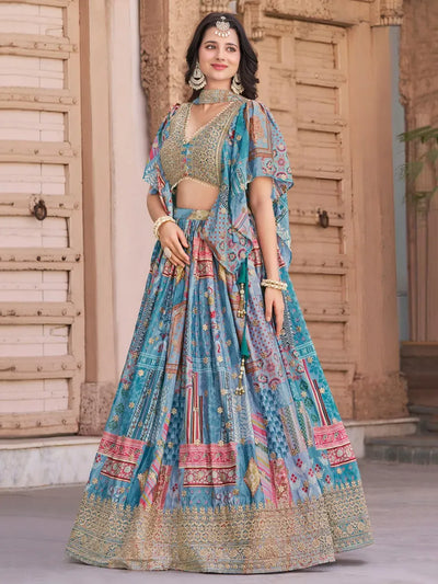 Exquisite Sky Blue Designer Lehenga Choli - Festive Wear for Women