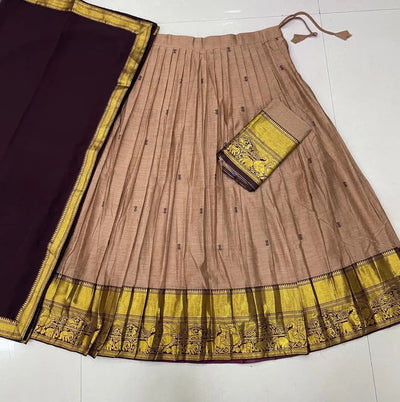 Exquisite South-Style Kanci Cotton Silk Lehenga - Traditional Zari Weaving Festive Wear for Women