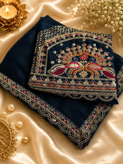 Exquisite Star Georgette Saree - Heavy Sequence Work for Wedding Season
