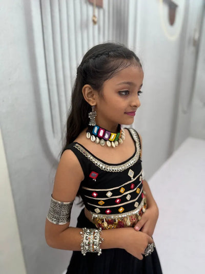 Exquisite Traditional Kids Lehenga Choli - Mirror Hand Work Festive Wear