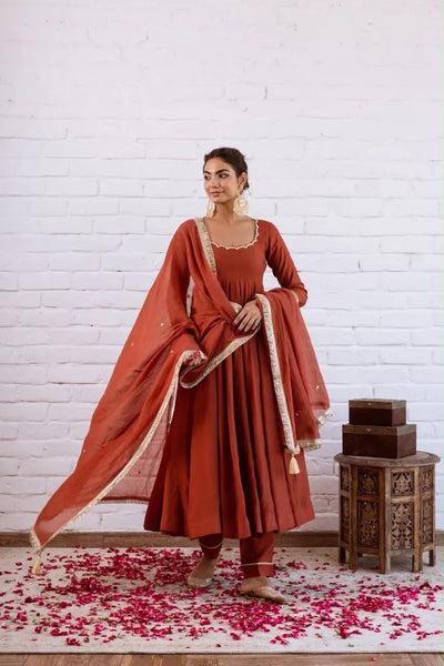 Exquisite Vichitra Silk Anarkali Gown - Best-Selling Festive Wear with Dupatta for Women