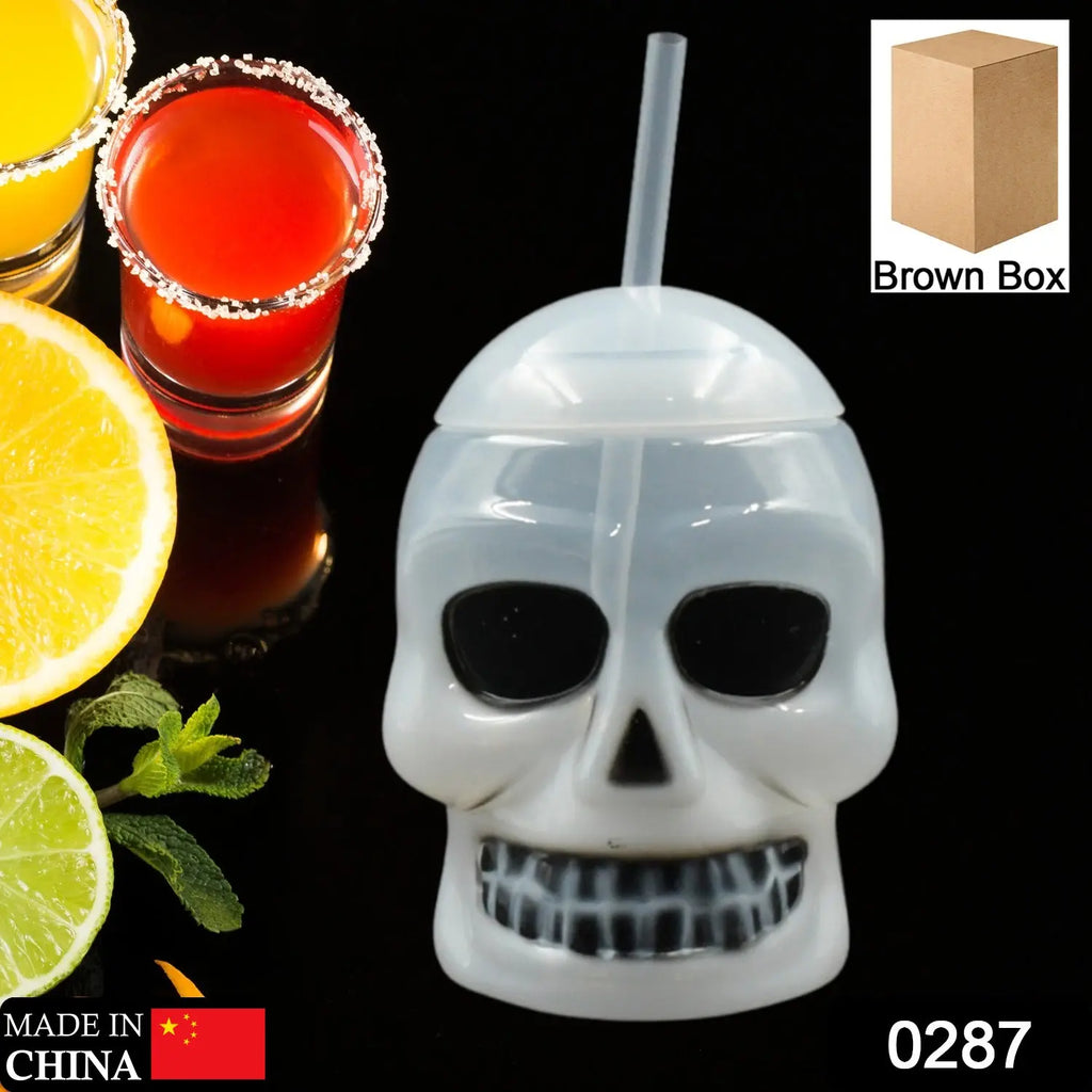 Ghost Face water bottle with lid and straw, perfect summer Hawaiian and beach party favor.