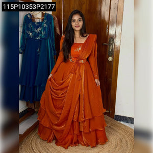 Fandy Satin Silk Layered Lehenga Set for Women | Festive Wear
