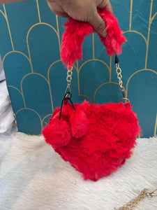 Buy Faux Fur Heart Shaped Fluffy Bag for Women - Trendy Casual & Ethnic Wear Online