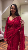 Faux Georgette Embroidered Sequin Saree for Women | Festive & Party Wear