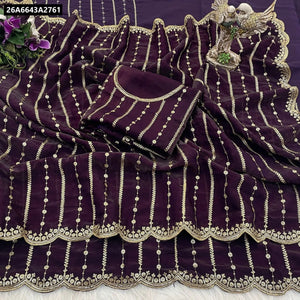 Buy Fendy Satin Dual Shade Sequence Embroidered Saree for Women | Festive Wear & Ethnic Online