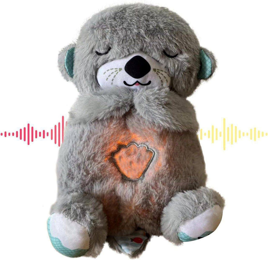 Soft plush breathing teddy bear toy demonstrating gentle rhythmic belly movement for comfort.