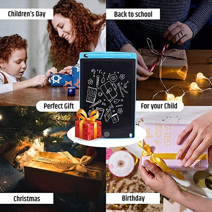 8.5-inch Electronic LCD Writing Tablet in black with a drawing on the screen and stylus beside it