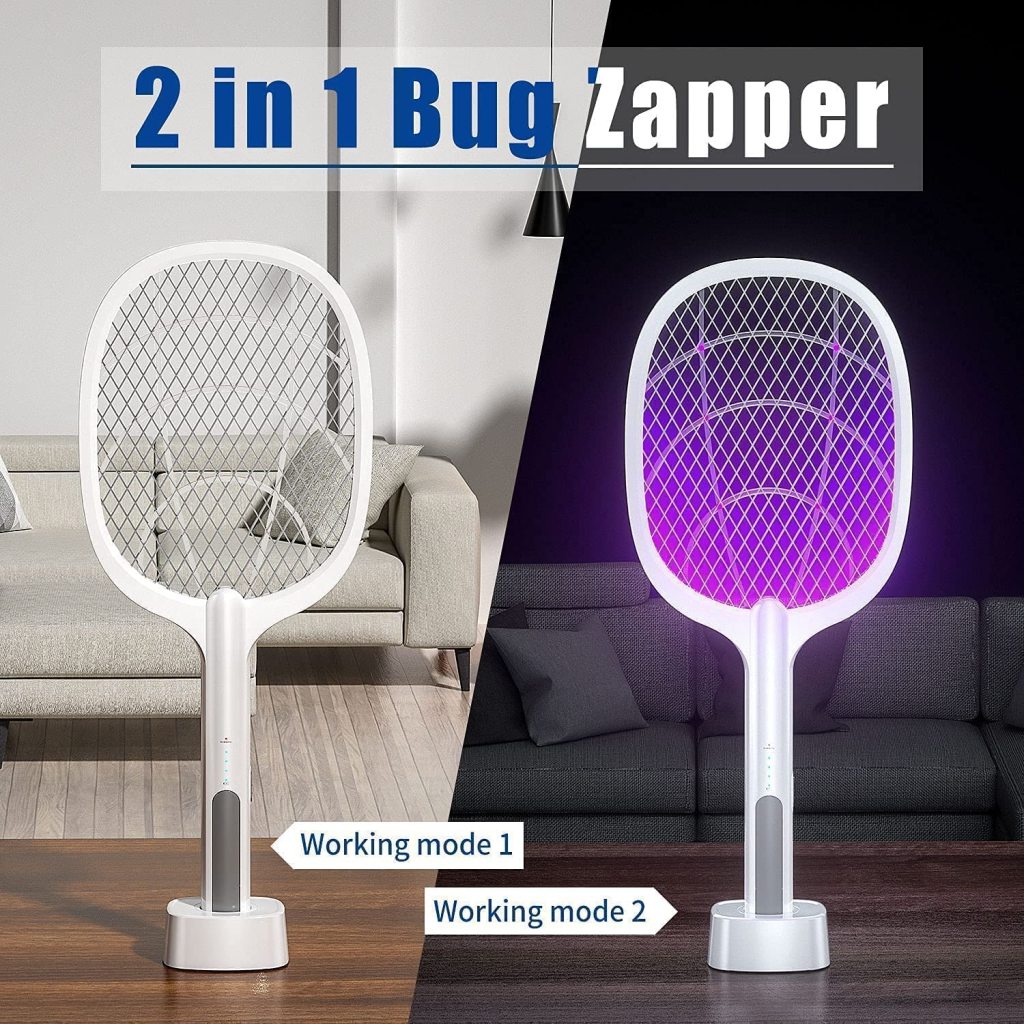 2-in-1 bug zapper with two modes on a living room background