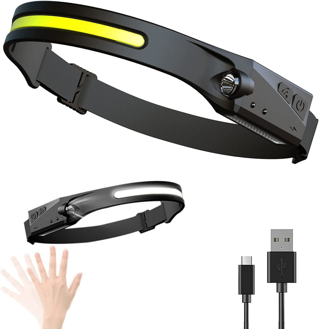 Rechargeable head lamp with powerful LED beam, comfortable strap, and USB charging for outdoor activities