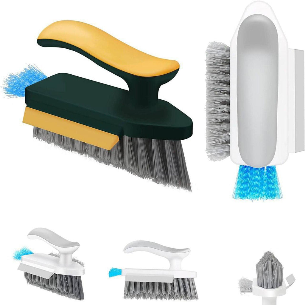 Hand holding the 4-in-1 gap cleaning brush, showing its specialized bristles, scraper, and crevice tools.