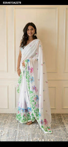 Buy Floral Digital Print Linen Saree for Women | Versatile Ethnic Wear Online