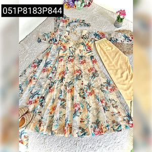 Floral Digital Print Organza Gown for Women | Elegant Party Wear Ensemble