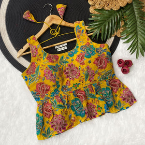 Floral Embroidered Peplum Blouse for Women | Party Wear