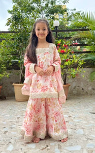 Floral Embroidered Sharara Set for Girls | Festive Wear
